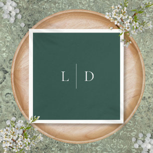 Emerald Green Minimalist Monogram Wedding Napkins