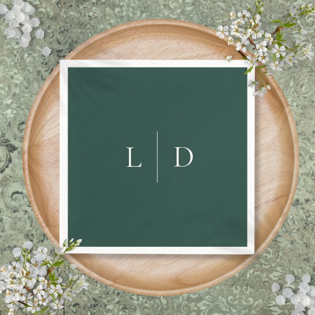 Emerald Green Minimalist Monogram Wedding Napkins (Emerald Green Minimalist Monogram Wedding Napkins)