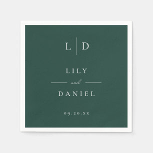 Emerald Green Minimalist Monogram Wedding Napkins