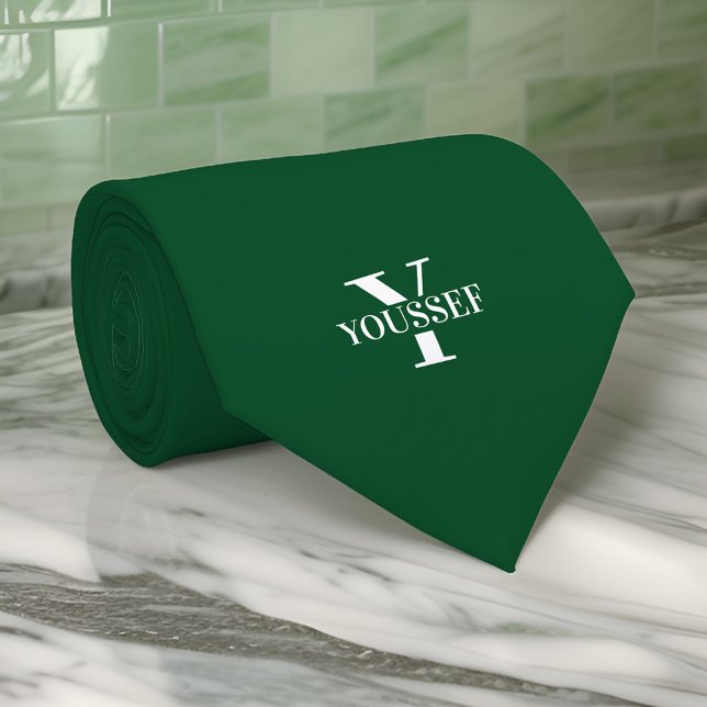 Emerald Green Minimalist Monogrammed Neck Tie (Creator Uploaded)