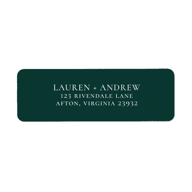 Emerald Green Minimalist Return Address Label (Front)