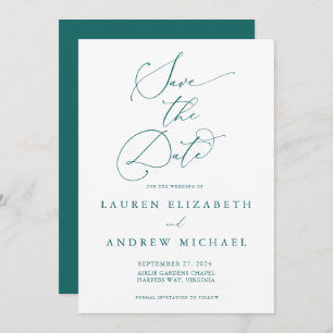 Emerald Green Minimalist Save the Date Invitation