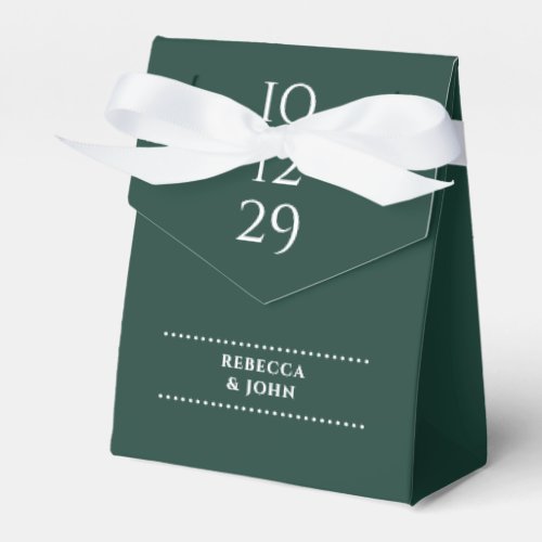 Emerald Green Minimalist Special Date Wedding Favor Boxes