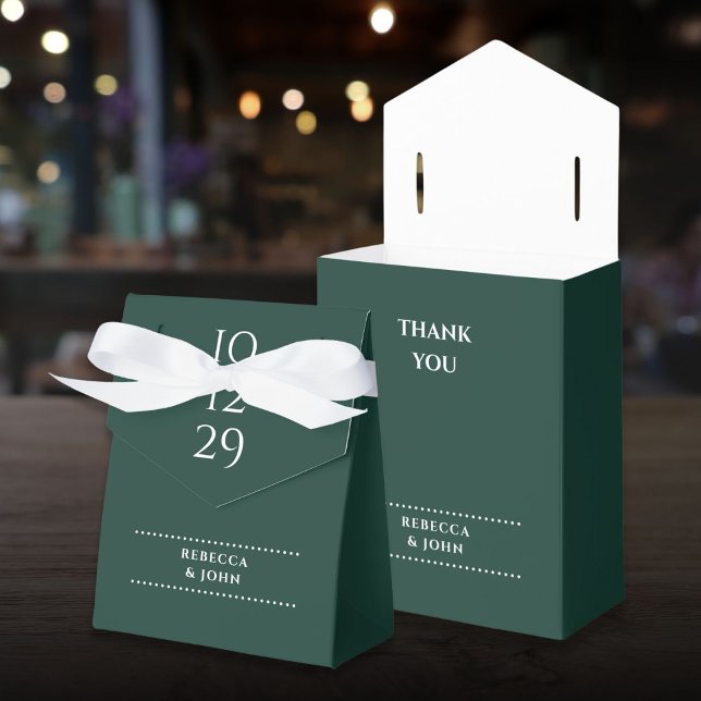 Emerald Green Minimalist Special Date Wedding Favor Boxes (Emerald Green Minimalist Special Date Wedding Favor Boxes)