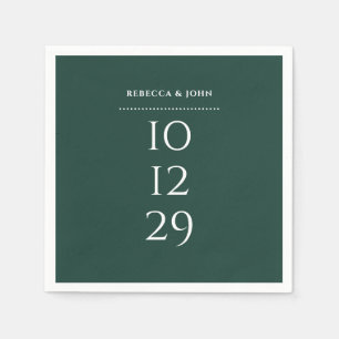 Emerald Green Minimalist Special Date Wedding Napkins