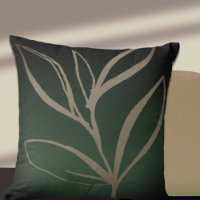 Emerald Green Minimalist Watercolor Leaves