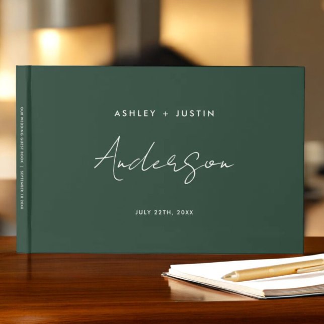 Emerald Green Minimalist Wedding Personalized Guest Book (Creator Uploaded)