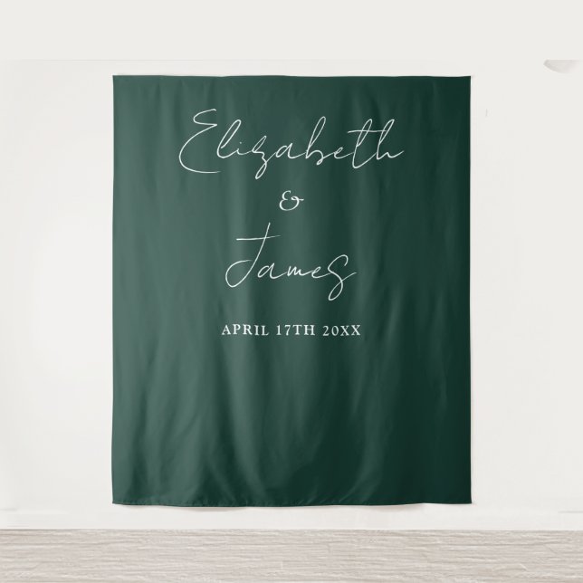 Emerald Green Minimalist Wedding Photo Backdrop (Front)