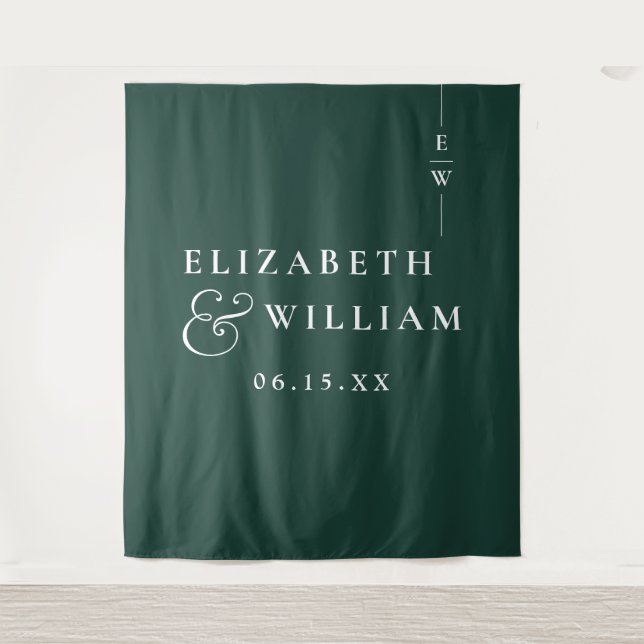 Emerald Green Minimalist Wedding Photo Backdrop (Front)