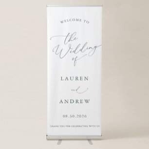 Emerald Green Minimalist Welcome to Our Wedding Retractable Banner