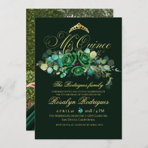 Emerald green Mis Quince 15th Birthday Invitation
