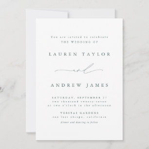 Emerald Green Modern Classic Wedding Invitation 