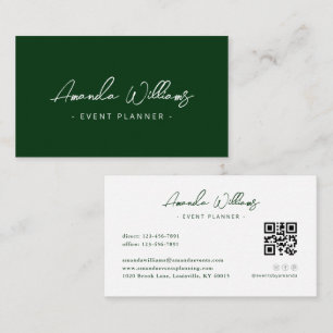 Emerald Green Modern Elegant Minimalist QR Code Business Card