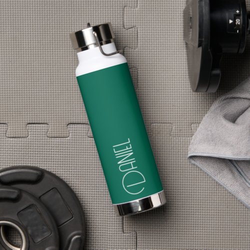 Emerald Green Modern GroomsmanBest Man Name Water Bottle