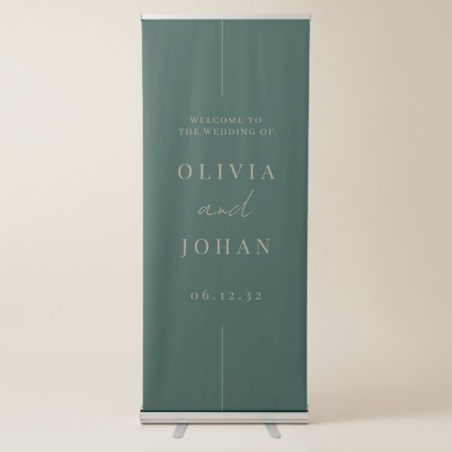 Emerald Green Modern Minimal Wedding Welcome Retractable Banner