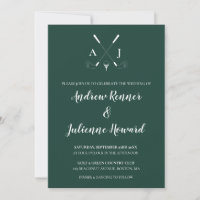 Emerald Green Modern Minimalist Golf Wedding Invit
