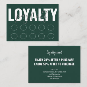 Emerald Green Modern Minimalist Punch Script Loyalty Card