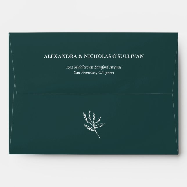Emerald Green Modern Minimalist Wedding Envelope (Back (Top Flap))