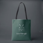Emerald Green Modern Monogram Golf Wedding Tote Bag<br><div class="desc">Emerald green modern monogrammed golf wedding tote bag. For a cohesive look, *** See Matching Items: https://www.zazzle.com/collections/emerald_green_golf_wedding-119601555915594349*** PERSONALIZE THIS ITEM (1) For further customization, please click the "customize further" link and use our design tool to modify this template. You can change the background color too! (2) Contact me if you’d...</div>
