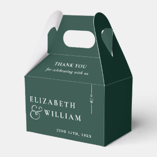 Emerald Green Modern Monogram Wedding Thank You  Favor Boxes