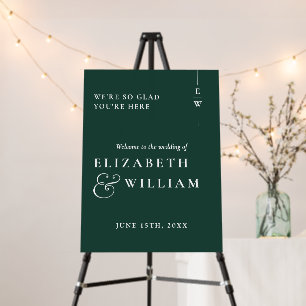 Emerald Green Modern Monogram Wedding Welcome Sign