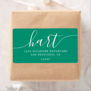 Emerald Green Modern Script Family Return Address Label