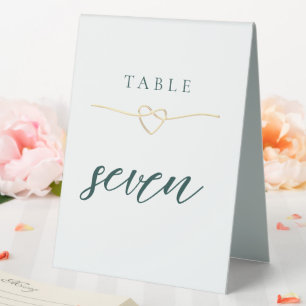 Emerald Green Modern Script Wedding Table Number Tent