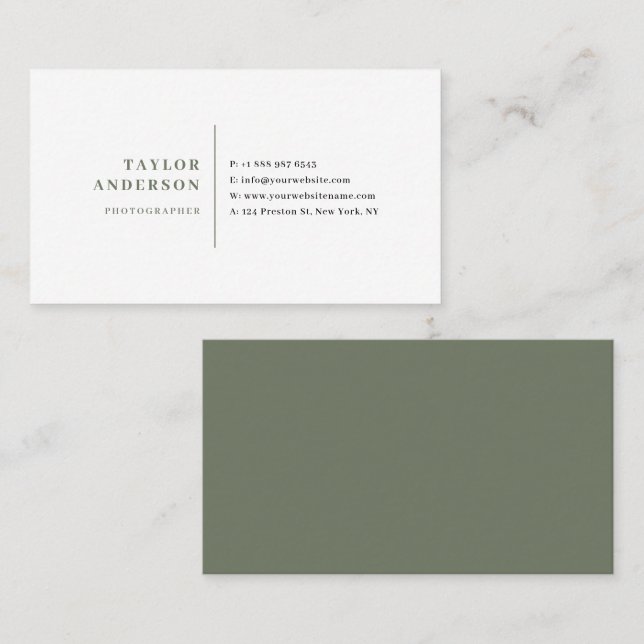 Emerald Green Modern Serif Typography Minimalist Business Card (Front/Back)