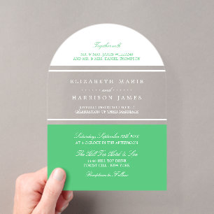 Emerald Green Modern Wedding Acrylic Invitations