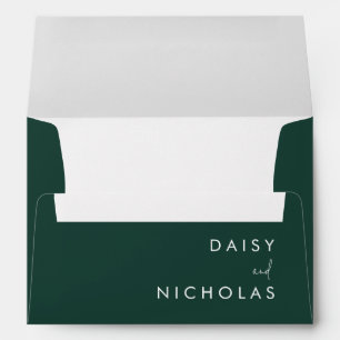 Emerald Green Modern Wedding Engagement Envelope