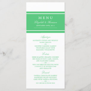 Emerald Green Modern Wedding Menu