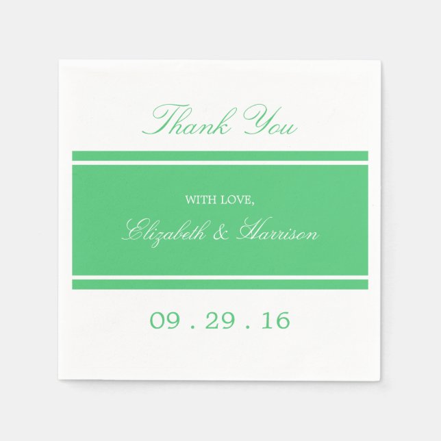 Emerald Green Modern Wedding Paper Napkins (Front)