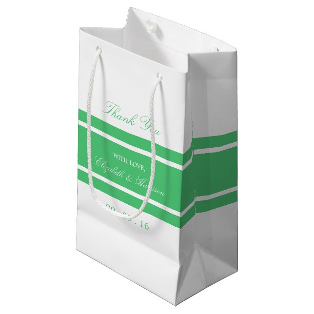 Emerald Green Modern Wedding Small Gift Bag (Front Angled)