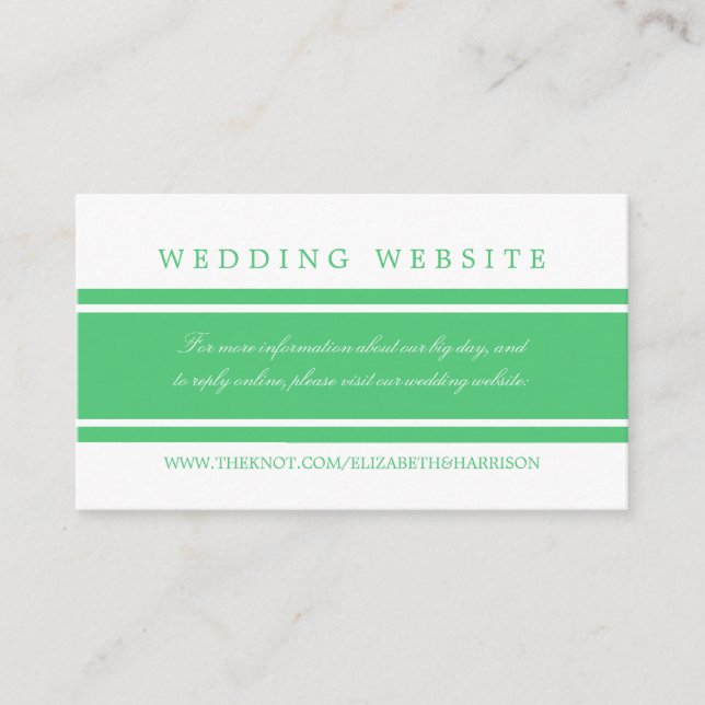 Emerald Green Modern Wedding Website Enclosure Card (Front)