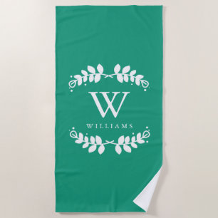 Emerald Green Monogram Beach Towel