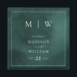 Emerald Green Monogram & Border Wedding Magnet<br><div class="desc">Emerald Green Monogram & Border Wedding magnet</div>