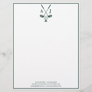 Emerald Green Monogram Golf Letterhead