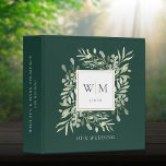 Emerald Green Monogram Greenery Wedding Photo 3 Ring Binder<br><div class="desc">Botanical watercolor greenery monogram initials emerald green wedding photo binder. Personalize with your monogram initials,  special date,  and name to create a beautiful elegant binder that is unique to you. Designed by Thisisnotme©</div>