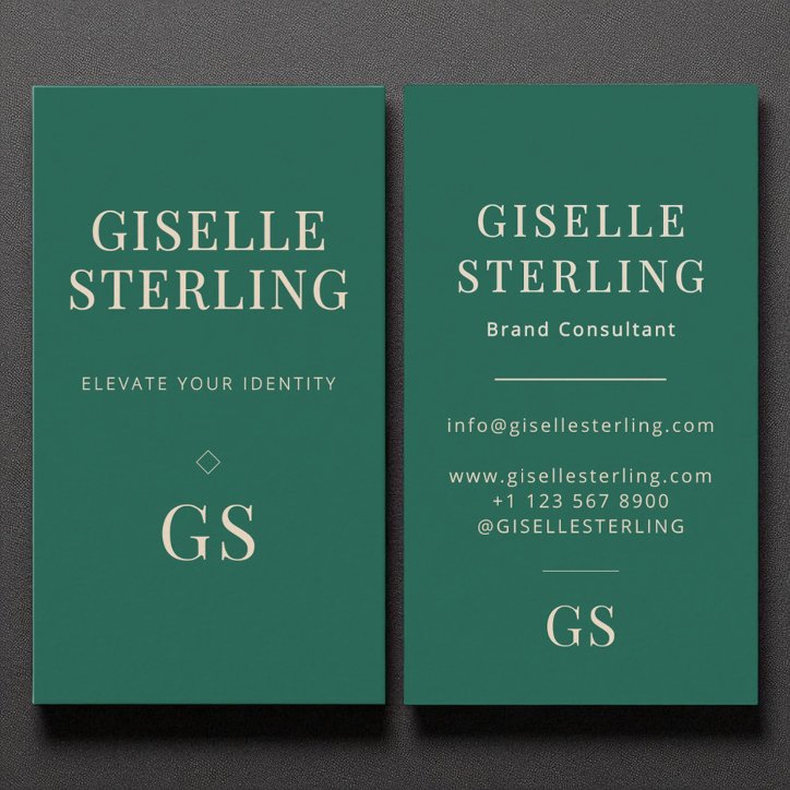 Emerald Green Monogram Modern Elegant Minimalist Business Card