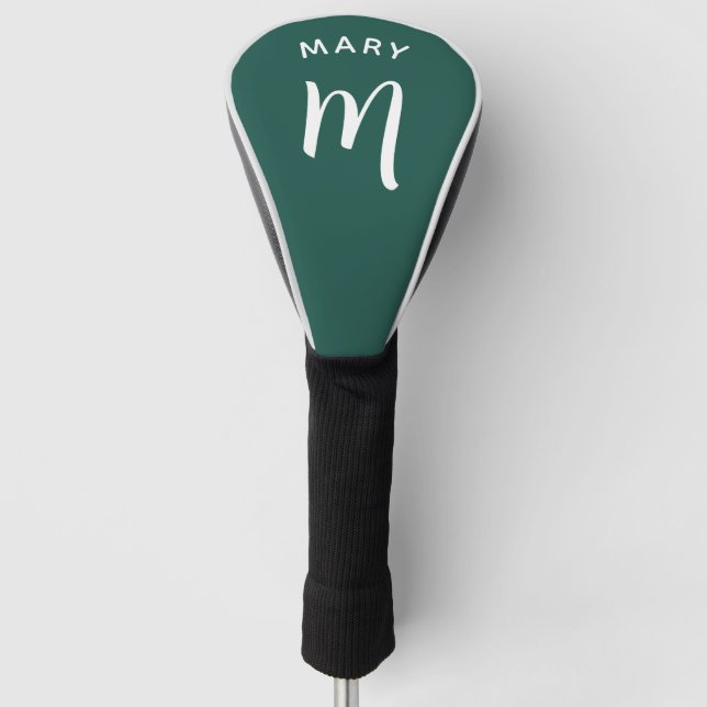 Emerald Green Monogram Name Golf Head Cover (Front)