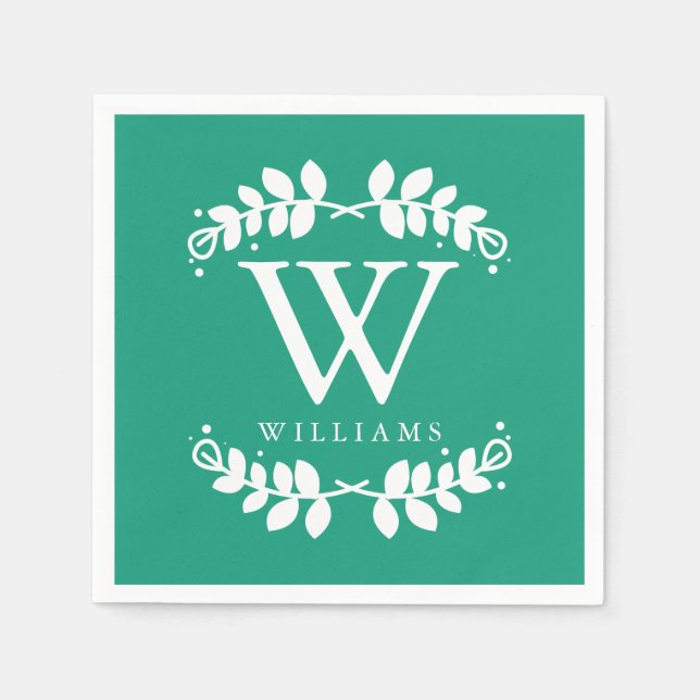 Emerald Green Monogram Napkins (Front)