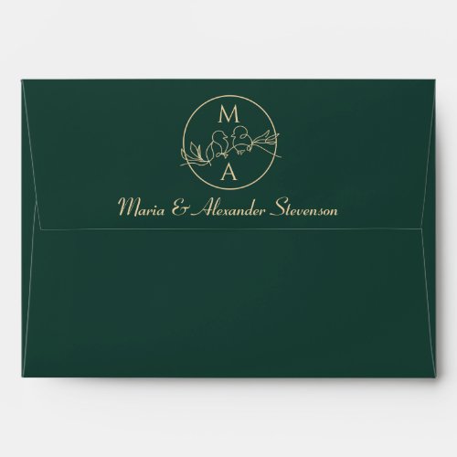 Emerald Green Monogram Wedding Envelope