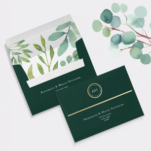 Emerald Green Monogram Wedding Envelope