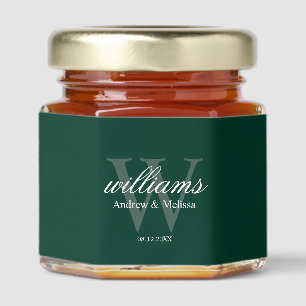 Emerald Green Monogram Wedding Honey Jar Favors
