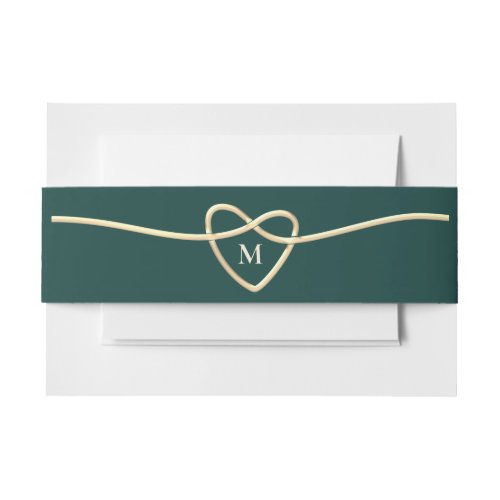 Emerald Green Monogram Wedding Invitation Belly Band