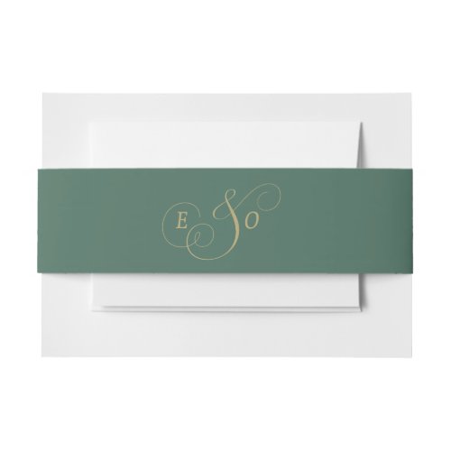 Emerald Green Monogram Wedding Invitation Belly Band