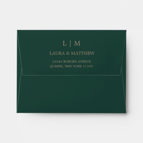 Emerald Green Monogram Wedding Invitation Envelope
