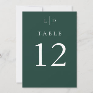 Emerald Green Monogram Wedding Table Numbers