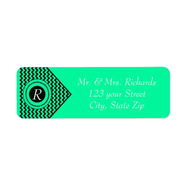 Emerald Green Monogrammed Chevron Label (Front)