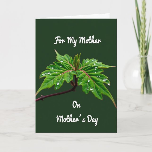 Emerald Green Mothers Day Leaf Card (Front)